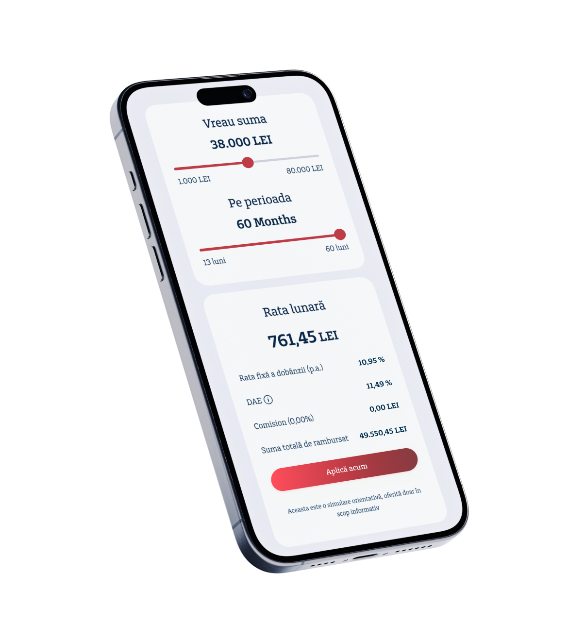 Alege creditul potrivit și introdu datele de contact